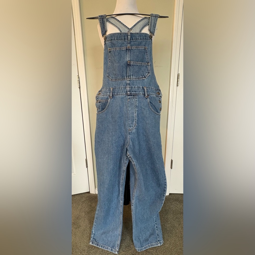 Free People Blue Denim Overalls